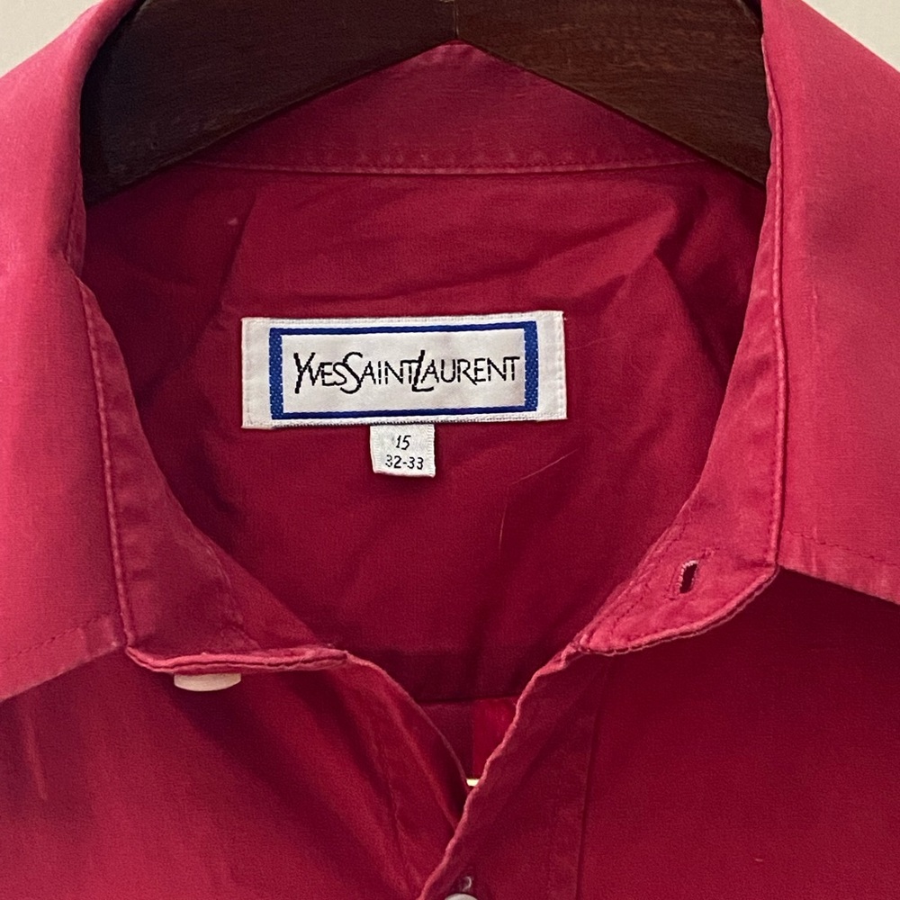 Yves St Laurent red button up shirt
